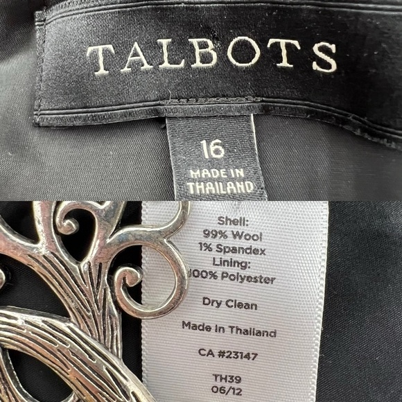 Talbots Womens Red Wool Black Velvet Collar Fitted Blazer Jacket Size 16 Pockets - Picture 6 of 10